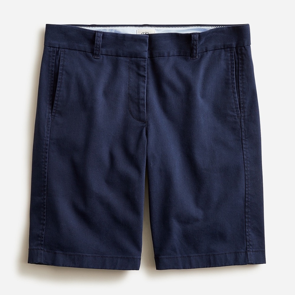 NWT J. Crew 10” Bermuda Stretch Chino Shorts Cotton In Navy Blue Size 24